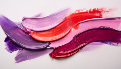 Colorful brushstrokes of pink, red and purple against white canvas. Vibrant hand drawn marks.