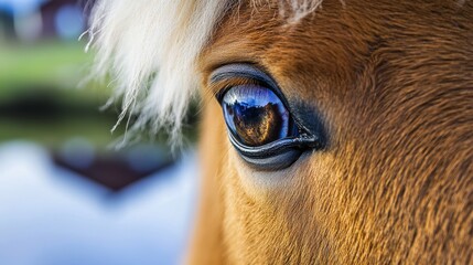 A Shetland Pony's Eye Reflecting Nature's Serenity
