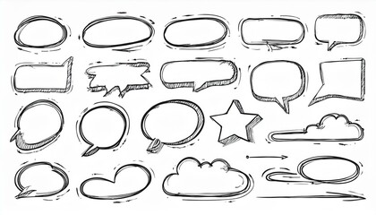 Hand drawn line highlight, speech bubble, brush underline. Text emphasis, star sparkle, pencil underline elements. Hand drawn sketch cloud speech bubble, arrow, emphasis. perfect any project.