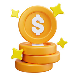 Coin stack 3d render icons