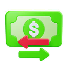 Money transfer 3d render icons