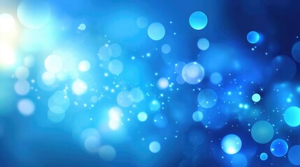 Abstract Blue Bokeh Background: Serene Light and Sparkles
