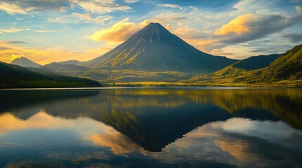Fototapeta premium Majestic Mountain Lake Reflection at Sunrise