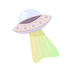 Space saucer alien, unidentified flying object. UFO Vector simple illustration