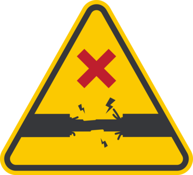Isolated triangle safety sign : do not touch peeled wire or damaged cable, high voltage, shock hazard