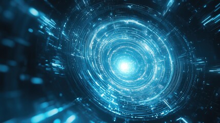 Abstract Digital Vortex: A Futuristic Blue Energy Sphere