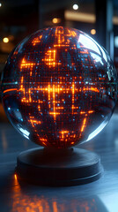 Glowing Abstract Sphere With Orange And Blue Lights