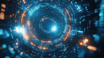 Obraz premium Abstract Digital Tunnel: A Journey Through Cyberspace