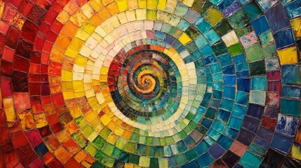 Fototapeta premium A Spiraling Mosaic of Colorful Tiles in a Vortex Formation