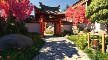 Pagoda Garden Path, Spring, Tranquil