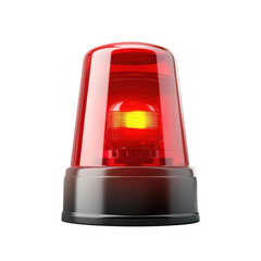 Red emergency siren light flashing on white or transparent background.