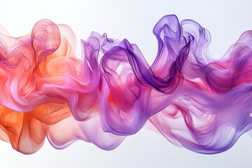 Abstract colorful smoke in shades of pink and purple flowing in the air