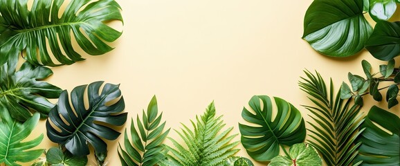 Naklejka premium Pineapples in bright colors on a yellow background, top view with lots of space for text. Minimal style combined with pop art, perfect for a creative summer banner