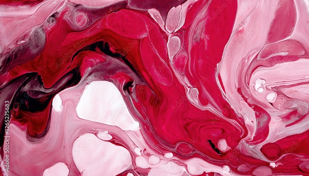 Aufkleber abstract red and pink fluid art with swirls, dynamic motion and smooth texture, ideal for modern interior design or prints