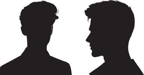 Two Profile Silhouettes of Men, Representing Contrast or Conversation