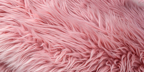 Fototapeta premium Close-up of pink faux fur, with undulating waves creating an illusion of movement, individual fibers catching subtle light, highlighting its soft and cozy texture