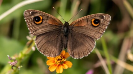 Obraz premium Brown butterfly garden closeup nature