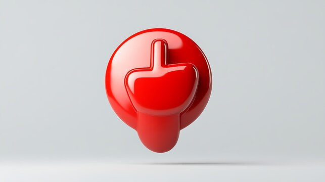 Glossy Red 3D Rendered Thumbs Down Icon on Neutral Background AI Generated