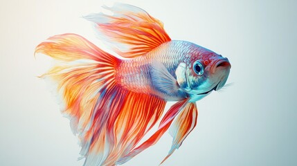 Fototapeta premium Colorful betta fish swims, studio shot, aquatic background, pet