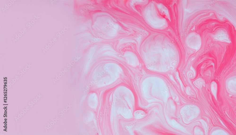 Poster abstract pink and white marbled texture close-up with soft fluid pattern, perfect for background or design use
