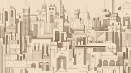 Beige Cityscape Illustration Architectural Design Background