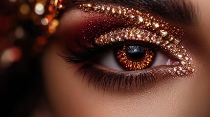 Glittery Eye Makeup Closeup, Festive Background