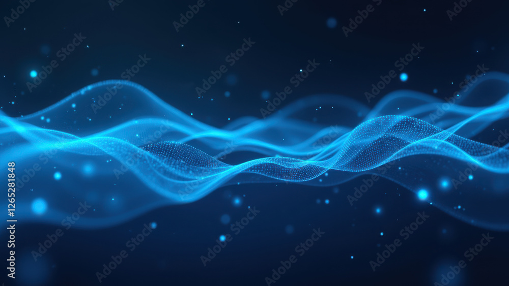 Poster abstract cloud concept with a futuristic blue wave pattern, representing ci/cd, docker, kubernetes, 