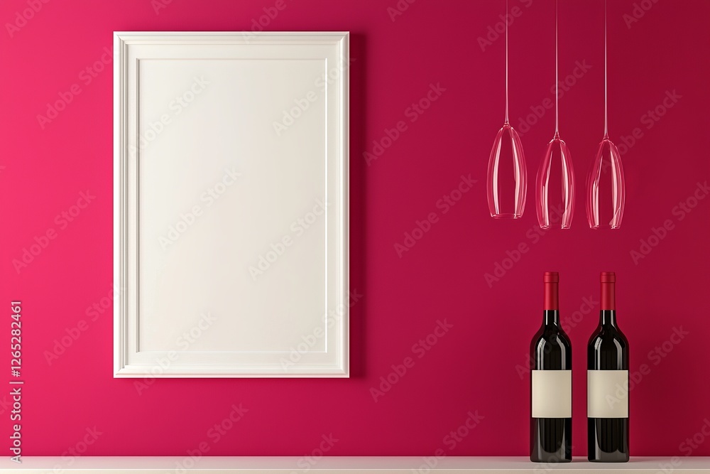 Poster a 3d rendering illustrates a white mock-up frame set against a hipster background, depicting a mock-