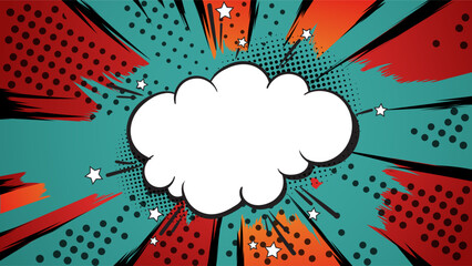 Pop art comic book cartoon magazine cover. Cute cartoon retro strip pattern. Vector halftone illustration. Vintage background for comic superhero text, speech bubble, message.