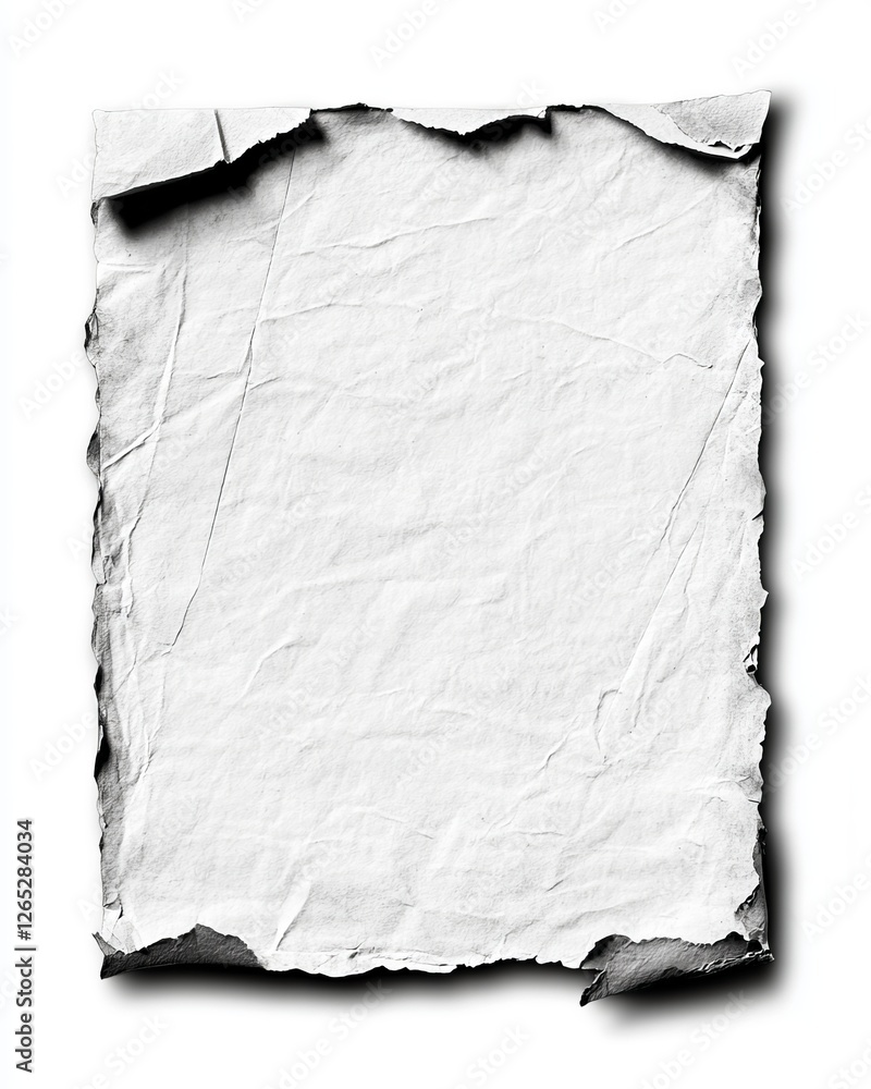 Poster torn and ripped elements are present on the surface of a poster with an old and wrinkly crumpled pap