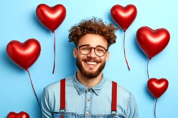 Love confession. Commercial ad campaign creative. Valentine's day greeting from man or for man: dazzling, image of loving mixed-race young guy. Dating profile picture. Ideal partner.