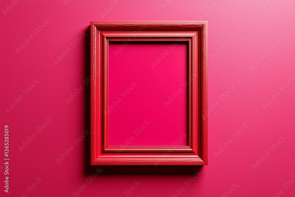 Poster an empty frame is placed against a bright colored background, viewed from the side, and is presented