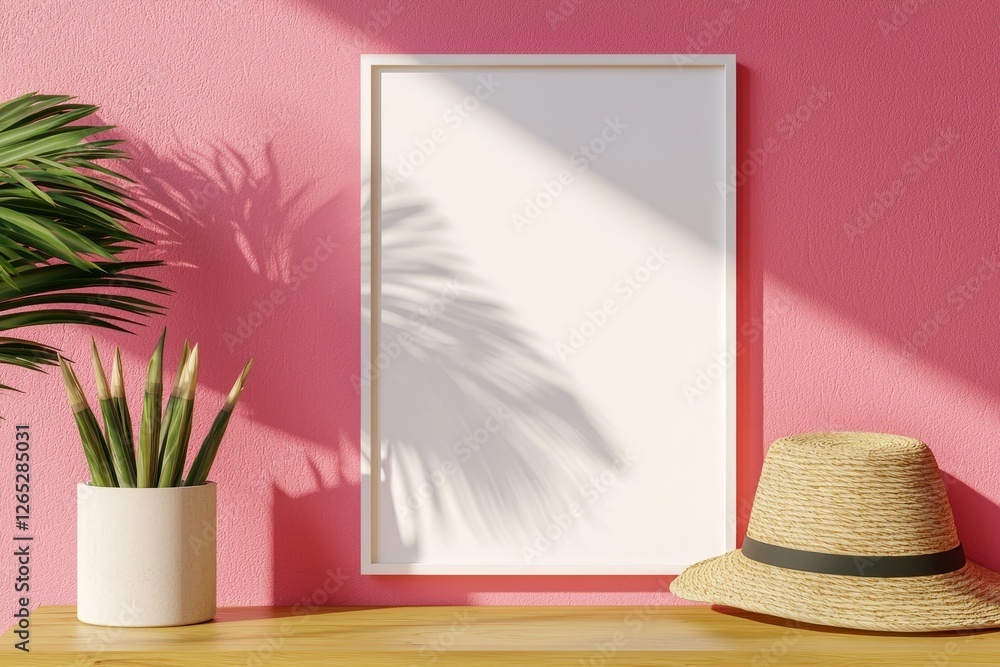 Poster the poster features a white layout set against a pink background, embodying minimalism, shown in a f