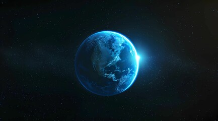 Fototapeta premium blue glowing earth in space with the sun