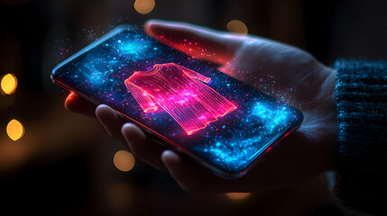 Innovative fashion shopping experience virtual reality digital display retail space close-up augmented reality shopping