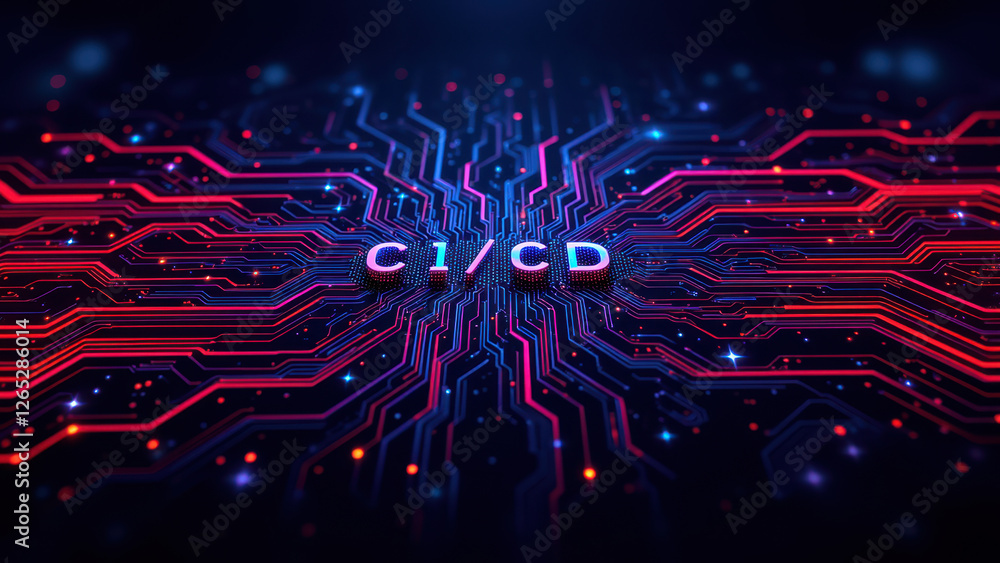 Aufkleber futuristic digital landscape with 