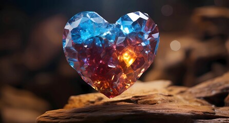 Fototapeta premium a blue heart in the shape of a colorful sparkle