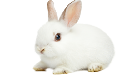 Adorable White Bunny Rabbit for Easter and Spring on  transparent background