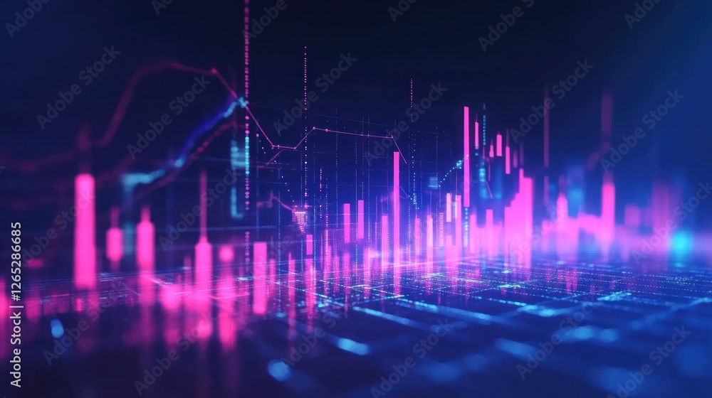 Poster abstract digital financial chart with uptrend line graph in futuristic concept