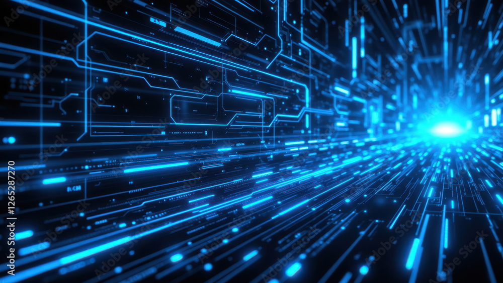 Poster futuristic digital space with cybernetic background representing a network or virtual environment co