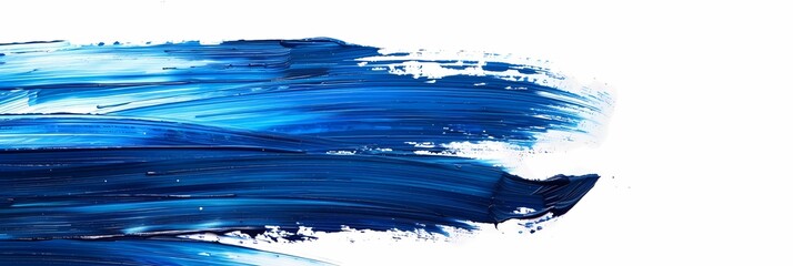 a blue paint brush stroke isolated on a white background