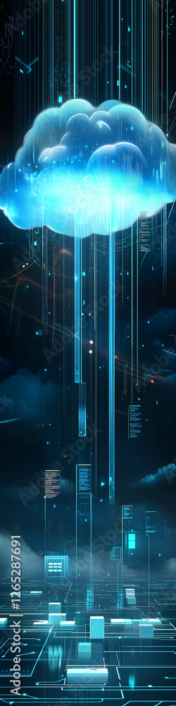 Poster cloud computing digital information and cyberspace background