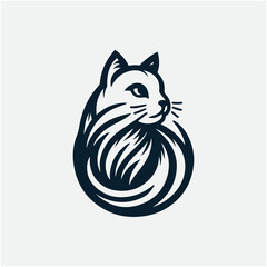 Minimal cat drawing. Cat vector logo. Creative pet logo. cat line art concept