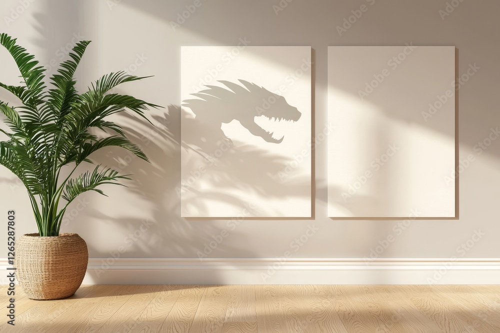 Aufkleber three vertical white rectangle poster mockups with no content and soft shadows are set against a neu
