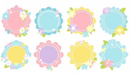 花のフレーム　かわいいパステルカラーのイラスト