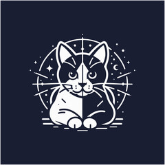 Minimal cat drawing. Cat vector logo. Creative pet logo. cat line art concept