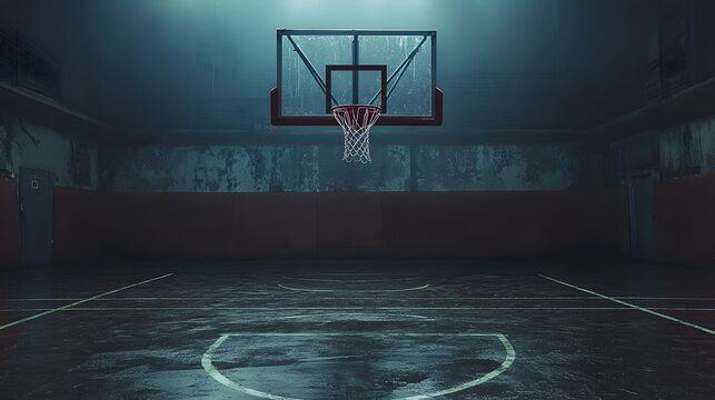 professional basketball hoop with rim and net on black background, basketball goal for court and game, sports poster theme with basketball shot and equipment in sports concept