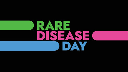 Rare Disease Day colorful text typography on white or black background banner illustration great for wishing and celebrating awareness for Happy Rare Disease Day © CreatiPly