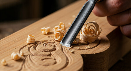 Wood Carving Detail, Close-Up