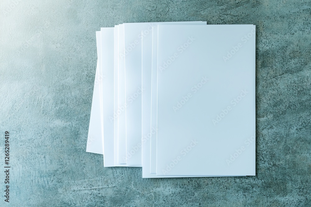Poster a close-up view of three blank white rectangular poster or card mockups positioned diagonally with a